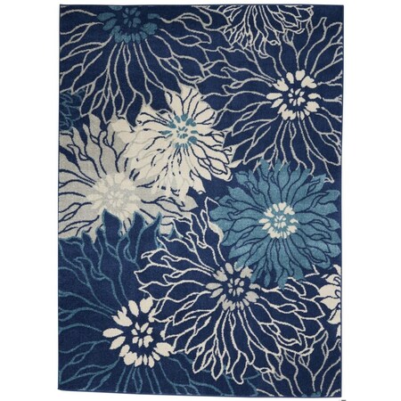 Homeroots 5 x 7 ft. Navy & Ivory Floral Area Rug 385479